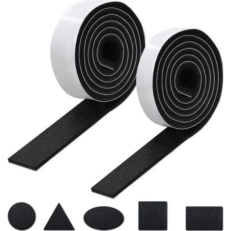Patin Feutre Feutrine Autocollante pour Meuble 2 Rouleaux, Patins Chaises Antiderapant Feutre(150x3cm+150x2cm)Découpe Libre de (1/4)