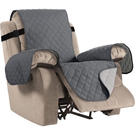 Housses de Chaise inclinables étanches pour fauteuils Housses de Chaise inclinables en Cuir Housses de Chaise inclinables Protect Pet, rembourrées avec Sangle antidérapante, Gris (1/5)