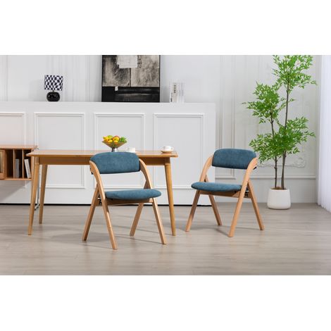 Chaise pliante bleue avec siège rembourré et housse amovible, empilable, pour salle à manger, cuisine, bureau et réceptions, pack de 2 chaises confortables (1/5)