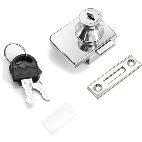 Lot de 2 verrous de sécurité à double ouverture, pour porte en verre de 0,2 à 0,31 cm, clé séparée sans perçage, alliage de zinc