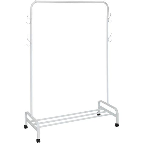 Weißer Kleiderständer GAR mit Rädern, 118 x 45,5 x 160 cm (1/4)