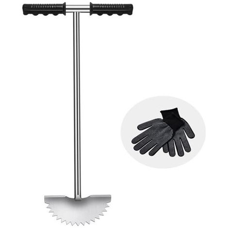 royaluxe-Outil de pelouse, 37 pouces en acier inoxydable Edger de pelouse manuelle, edger à l'herbe manuelle avec poignée T-Grip, coupe-gazon à dents de scie pour cour, jardin, aménagement paysager