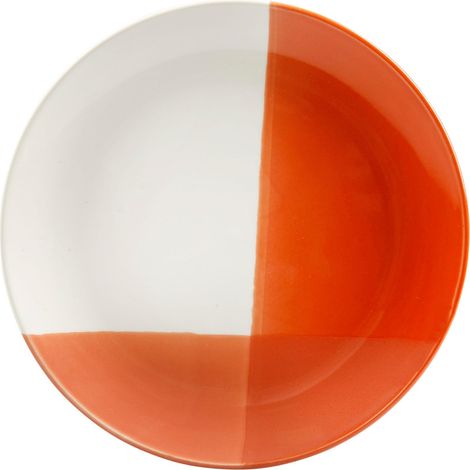 Assiette à Dessert en Porcelaine New Bone Blanche et Rouge Ø 21 cm - Collection SONIA