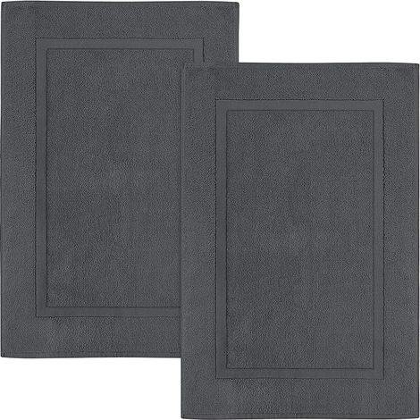 Set di 2 tappetini da bagno in 100% cotone - Tappetini da bagno - Lavabili in lavatrice (53 x 86 cm) (Grigio)