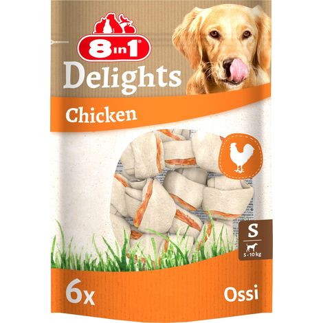 8in1 Ossi di pollo S, con gustosa pelle di manzo e delizioso petto di pollo, 6 pezzi (1/5)