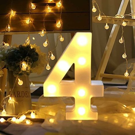 Numéros de LED Numéro de lampe Chiffres lumineux 0 1 2 3 4 5 6 7 8 9, lumières blanches chaudes de décoration Lumières de chapiteau, décoration LED pour fête d'anniversaire, mariage et maison de vacan (1/4)