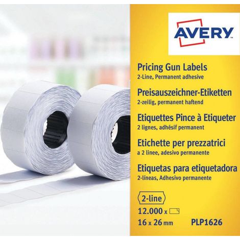 Avery PLP1626 selbstklebendes Etikett Preisschild Dauerhaft Weiß 12000 Stück(e)