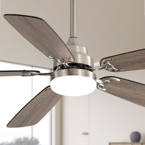 Ventilateur de plafond 132 cm avec éclairage LED, 3 températures de couleur, intensité variable, fonction mémoire, pour salon et chambre