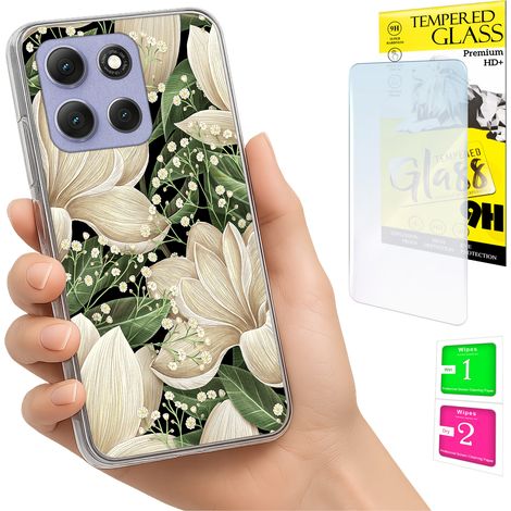 Funda para Motorola Moto G86 Power Photo Case Back Flowers + cristal 9H (1/5)