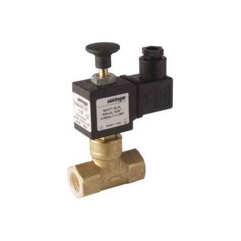 Electrovanne gaz à réarmement manuel NC laiton 3/4'' 6Bar (1/2)