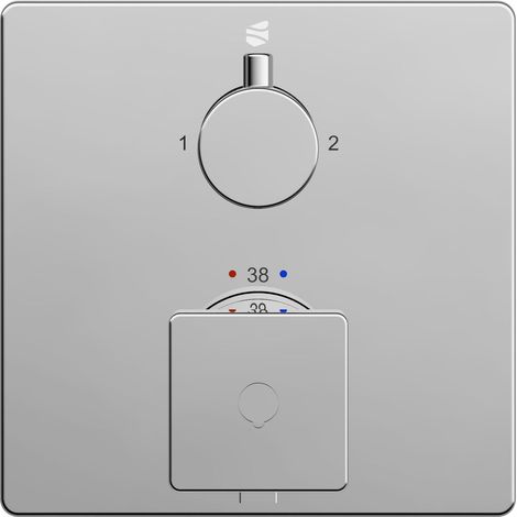 BERNSTEIN Grifo mezclador termostático para ducha, de pared, empotrado, de latón cromado, 2 salidas, anti-escaldaduras, 14x14x7cm (AnxAlxPr), LAVOA Cromo