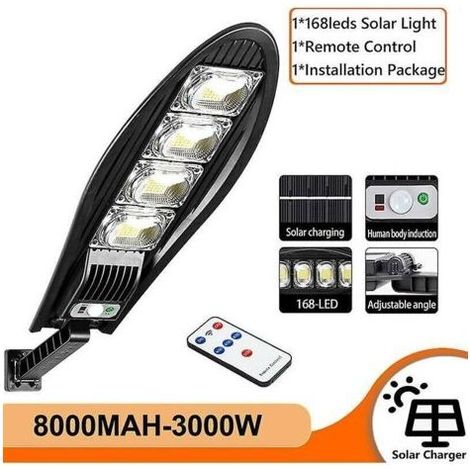 5000w Amélioré 8000mah Réverbère Solaire Extérieur Étanche Led Pour Mur De Jardin Lampe Solaire À Angle Réglable Avec Modes À Distance,1Pièces Lampe solaire 168 leds,de dyk. (1/4)