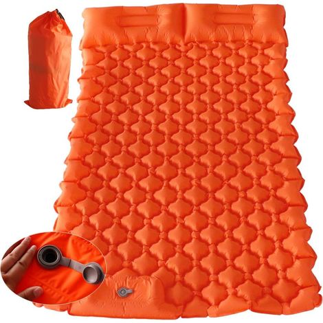 Aufblasbare Isomatte mit integriertem Kissen, Campingmatratze mit integrierter Fußpumpe, leichte Matratze und Kissen für Auto, Camping, Wandern, Zelten und Trekking.