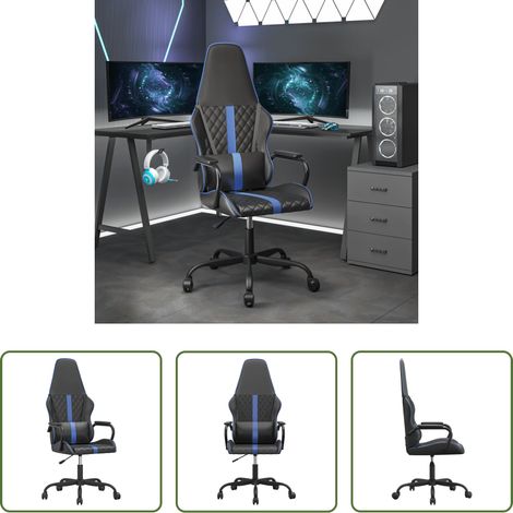 Massagestuhl -  Gaming-Stuhl mit Massagefunktion Blau und Schwarz Kunstleder (1/5)