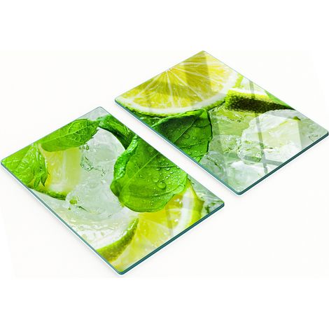 Taglieri da cucina decorativi in vetro, colore lime con ghiaccio, 2x40x52 cm (1/5)