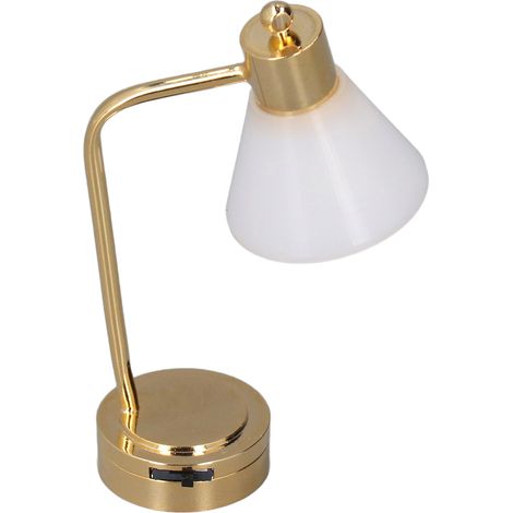 Lampe de table pour maisons de poupées à l'échelle 1:12, micro lampe de table en métal avec LED, or blanc. (1/5)