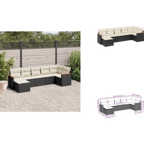7-tlg. Garten-Sofagarnitur mit Kissen Schwarz Poly Rattan - Gartenmöbel - Sofasatz - Rattan Möbel - Outdoor Sofa - Esszimmergarnitur (1/3)