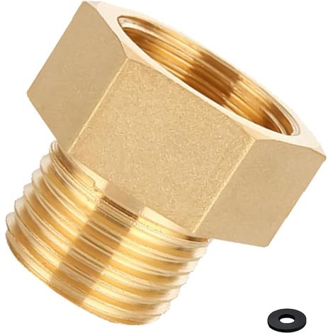 Gas Adapter 1/2" Female to 1/4" Male, LPG Gas Thread, Right to Left Adapters, Universal Connector with Rubber Seal, Brass Hose Connector for Camping Stove LPG Stove (1/5)