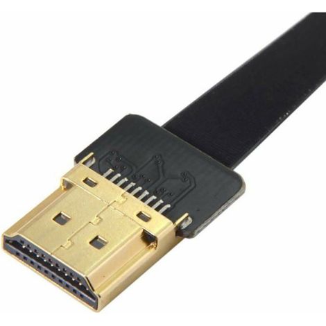 Câble HDMI - Plat - Coudé 90° - 50 cm - Mâle vers Mâle - Pour Photographie Aérienne et Multicoptères (1/4)