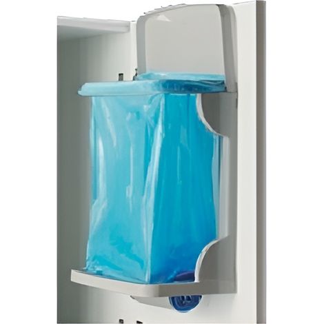 Pattumiera 10L con coperchio ferma­sacco sistema Roll‑On  per appendere anta mobile cucina grigia cm28x16 H40 camper roulotte salvaspazio (1/4)