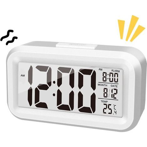 Réveil numérique à double alarme – Volume et luminosité réglables – Écran LED multicolore avec veilleuse – Fonction snooze et sauvegarde de la mémoire – Noir (1/5)