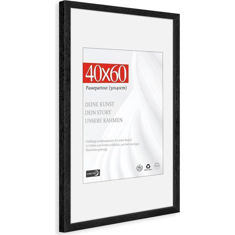 Bilderrahmen Passepartout 30x40cm Eiche Holz Schwarz 40x60cm 1x (1/5)