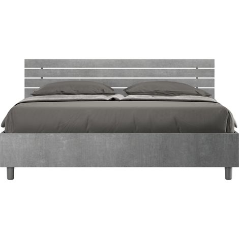 Letto matrimoniale contenitore 160x200 testata inclinata con doghe cemento Ankel
