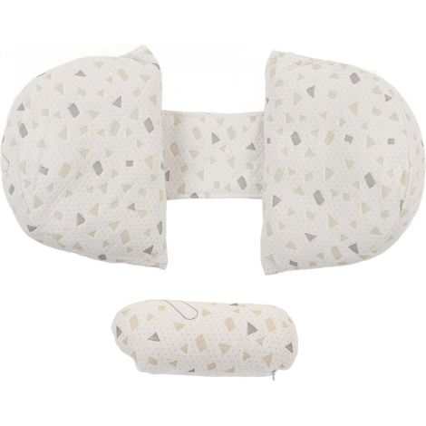 Oreiller de grossesse en forme de U, motif floral gris, doux et ergonomique pour le sommeil latéral, soutien pendant la grossesse. (1/5)