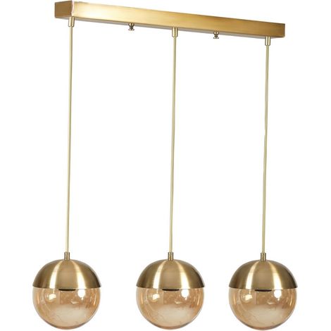 Lustre doré, corps en métal avec revêtement antique, hauteur réglable 70 cm, douille E27 max 40 W, pour la décoration d'intérieur et l'éclairage moderne (1/3)