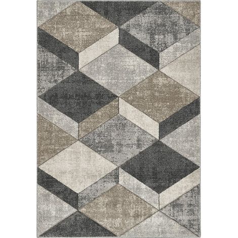 Tappeto salotto moderno grigio e beige Funny