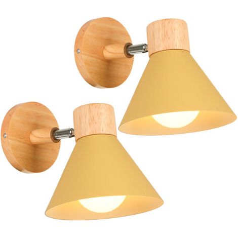 royaluxe- (2X) Applique Murale Interieure Rétro Lampe Murale Métal E27 Applique Murale Vintage Pour Salon Chambre Salle De Bain (Jaune) (1/5)