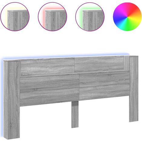 Maison Exclusive - Cabecero de cama con luz LED gris Sonoma 220x1