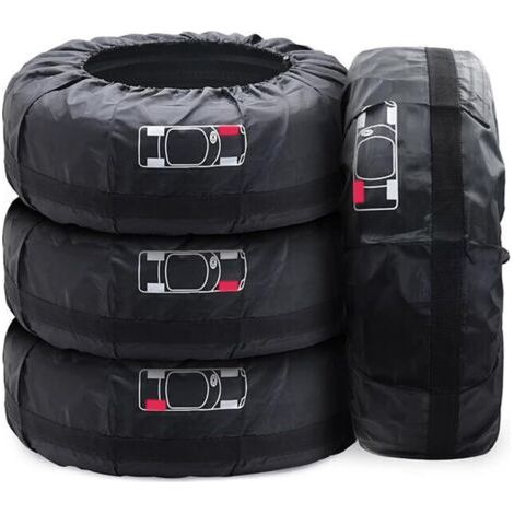 Housse de protection de roue de secours noire, lot de 4, imperméable, pour roue de secours (diamètre 65 x 37 cm) (1/5)
