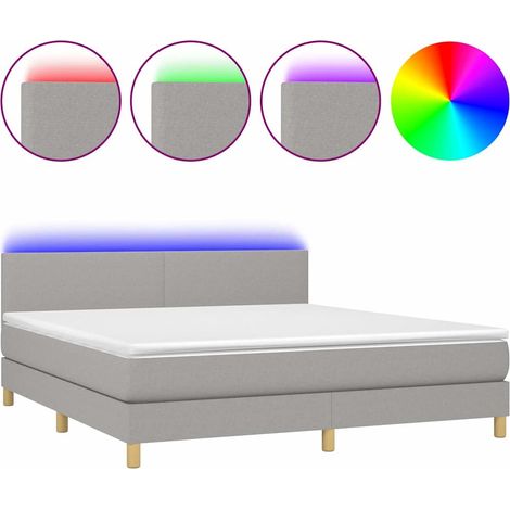 Maison Exclusive - Letto a Molle Materasso e LED Grigio Chiaro 180x200 cm Tessuto (1/5)