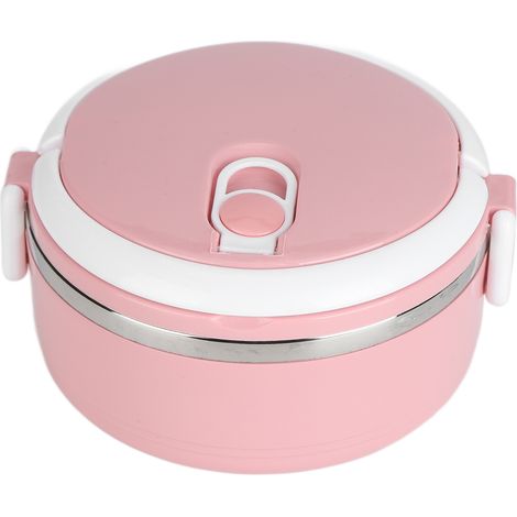 Thermos-Lunchbox, stapelbar, isolierte Box für warme Speisen, runde Lunchbox aus Edelstahl 304, versiegelte Lebensmittelbehälter, einlagig, verdickt (rosa) (1/5)
