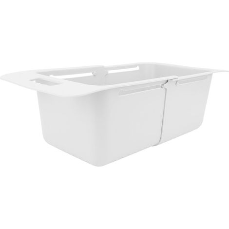 Panier de congélation horizontal, organisateur de rangement à profondeur réglable, séparateur de compartiment extensible avec poignée pour la cuisine, blanc. (1/5)