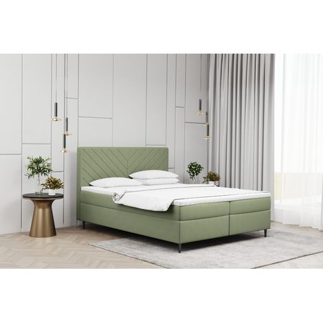 Kaiser Möbel Boxspringbett mit matratze und bettkasten, Schlafbett Vero Hellgrün 200x200 cm (1/2)