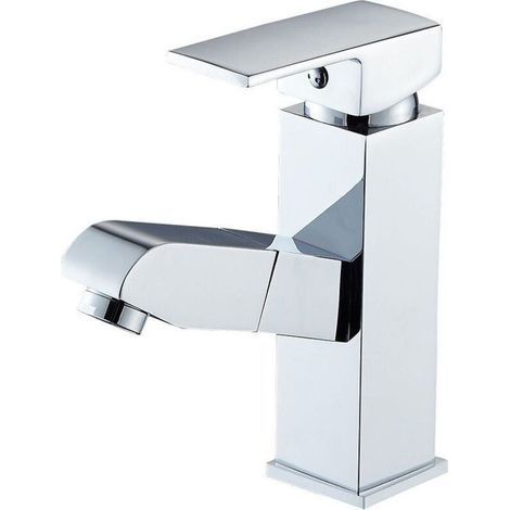 Miscelatore per lavabo in acciaio inox, rubinetto per bagno, rubinetto per lavello da appoggio con doccetta estraibile, interruttore acqua calda e fredda, adatto per cucina e bagno. (1/5)