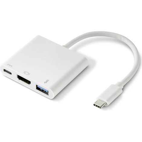 Renkforce RF-4366444 Adattatore [1x spina USB-C® - 1x Presa HDMI, Presa A USB 3.2 Gen 1 (USB 3.0), presa USB-C®] Bianco (1/5)