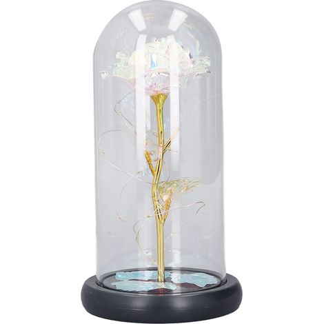 Valentine Jour Fleur Verre Décor Lumière LED Colorée Feuille Or Rose Ornements pour Amie Mosaïque Or (1/5)