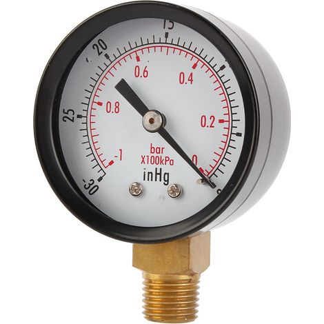 Jauge de vide 2" pour compresseur air, eau, huile, gaz - Montage inférieur 1/4" NPT (1/5)