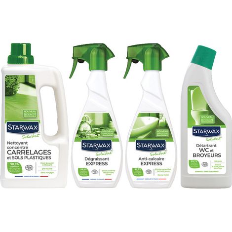 Starwax – Pack Soluvert – Nettoyant concentré 1L – Dégraissant express 500ml – Anti-calcaire 500ml – Détartrant gel 750ml (1/5)