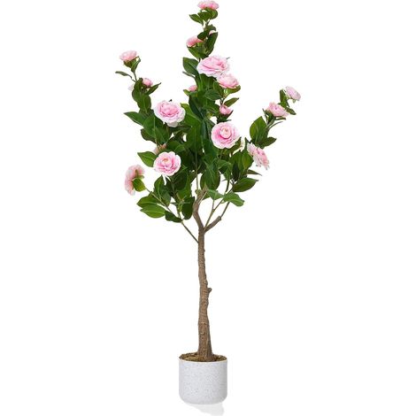 Künstlicher Kamelienbaum, realistisches Kunstpflanze, stilvoller Blumentopf, 120cm rosa (1/2)