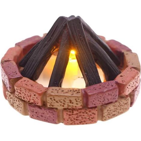 Campfire Ornament - Miniature LED Campfire - For Dollhouse And Miniature Scenes - 5.5 X 3.5 Cm - Plastic - Brick Red - 1 Piece (1/5)