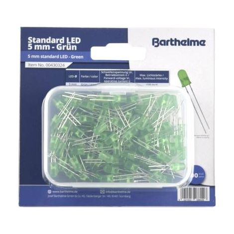 Barthelme Surtido de LEDs Verdes 5 mm 120 mcd