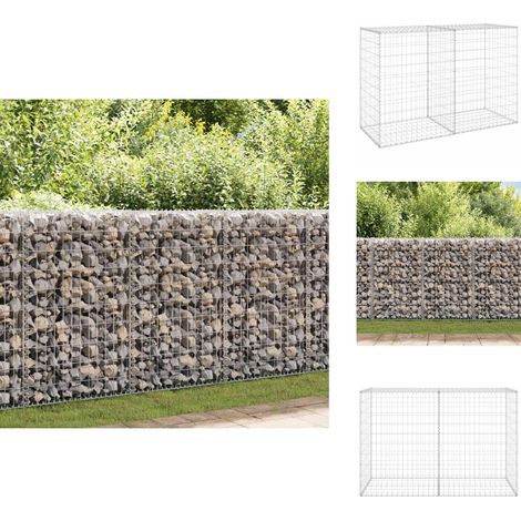 Mur en gabion avec couvercles Acier galvanisé 150x60x100 cm - Mur En Gabion - Cloture Metallique - Barrieres Exterieur - Souteneur Mural - Decoration Jardin (1/5)