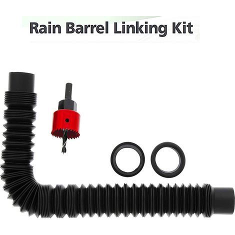 Kit de Raccordement pour Tonneau de Pluie, Ensemble de collecteur Eau de Pluie, avec Tuyau de Raccordement de 78 cm (1/4)