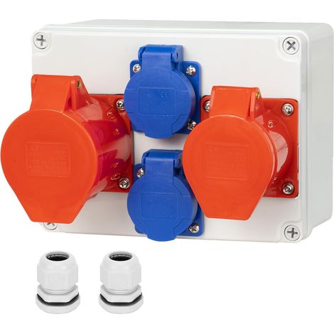 Distributeur D'alimentation Mural,Répartiteur de Courant Mural, Indice D'étanchéité IP54, Distributeur de Courant de Chantier,Prise Tableau électrique Avec Couvercle de Protection (1/5)