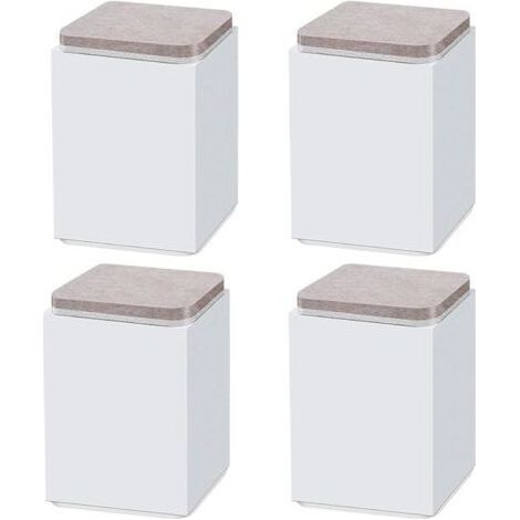 (Blanc 10cm) 4PCS pieds de support de meuble, booster en acier carbone auto-adhésif, carré 6x6cm, pour canapé, lit, meuble TV, booster de meuble, hauteur 5cm/10cm, noir/blanc/marron (1/3)