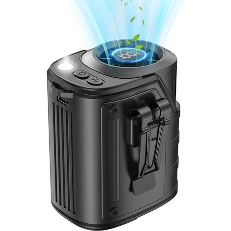 Ventilateur Tour de Cou Rechargeable, Ventilateur de Ceinture pour Travail Extérieur et Randonnée(Noir) (1/5)